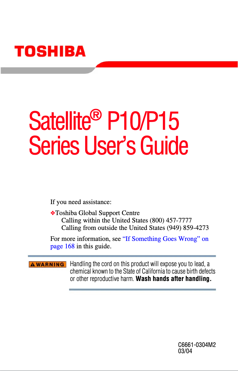 Page n°1 - Manuel utilisateur Toshiba Satellite P15