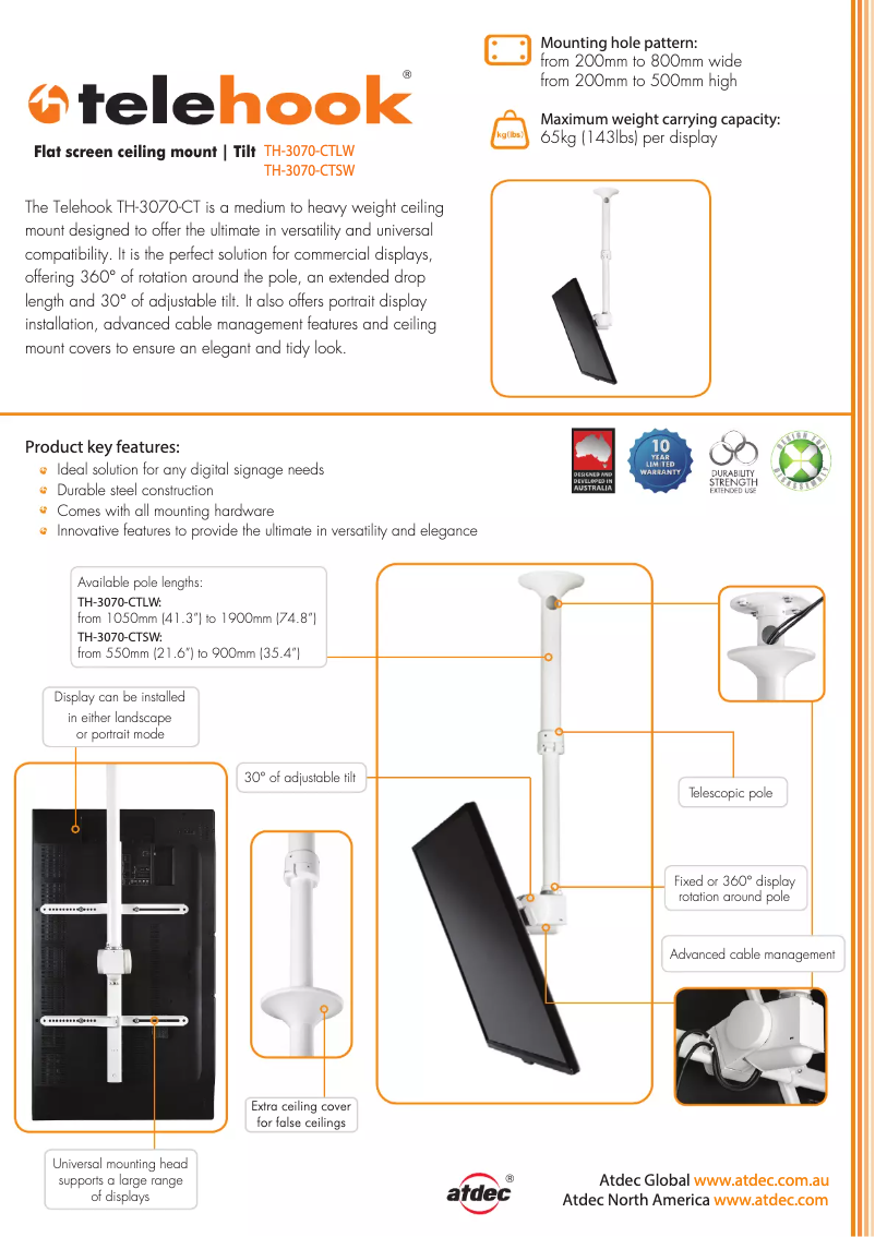 Page n°1 - Brochure Atdec Telehook TH-3070-CTSW