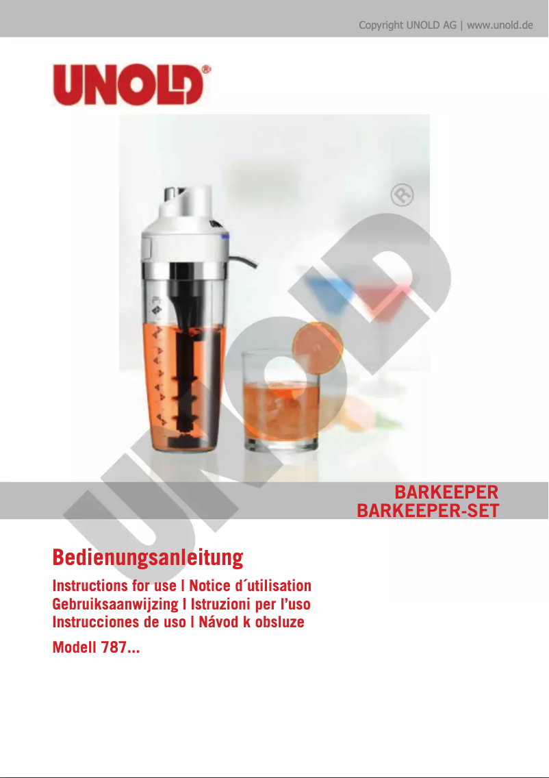 Image de la première page du manuel de l'appareil Barkeeper Set 78755