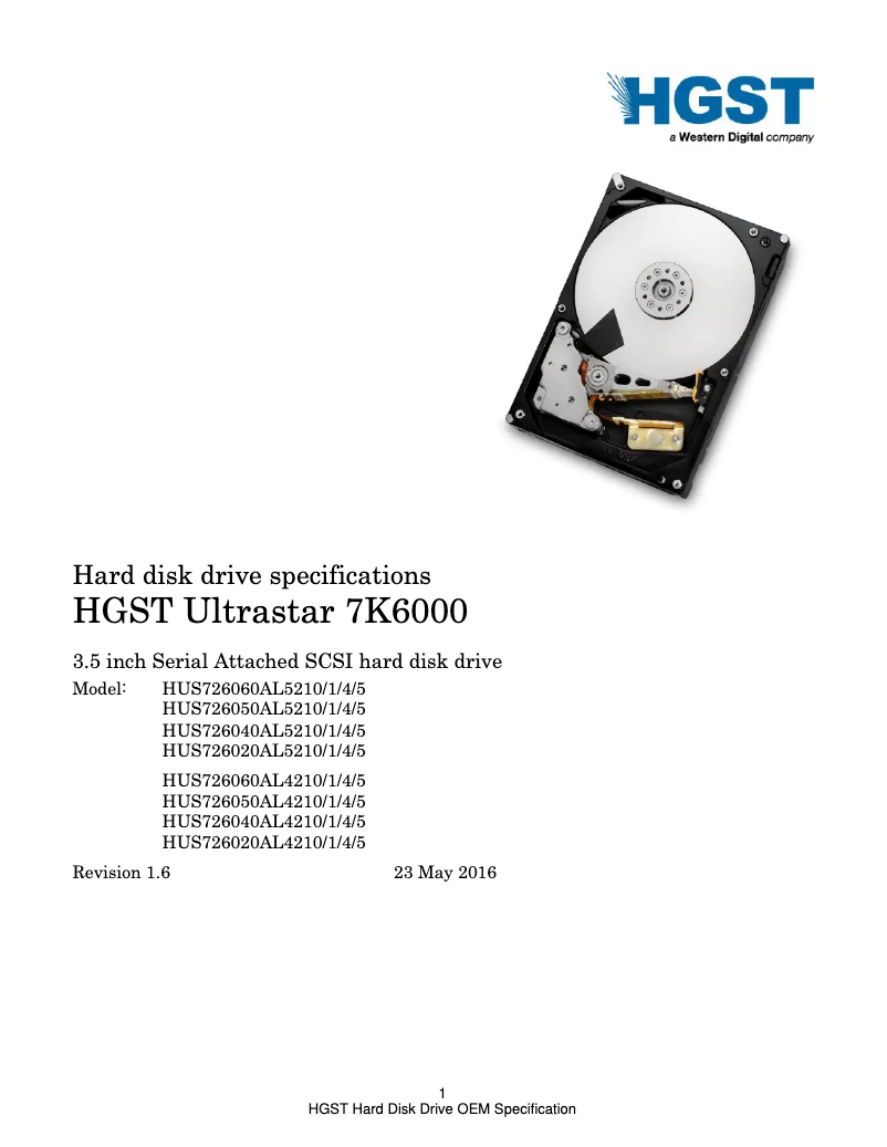 Página 1 del manual Manual de usuario HGST Ultrastar 7K6000