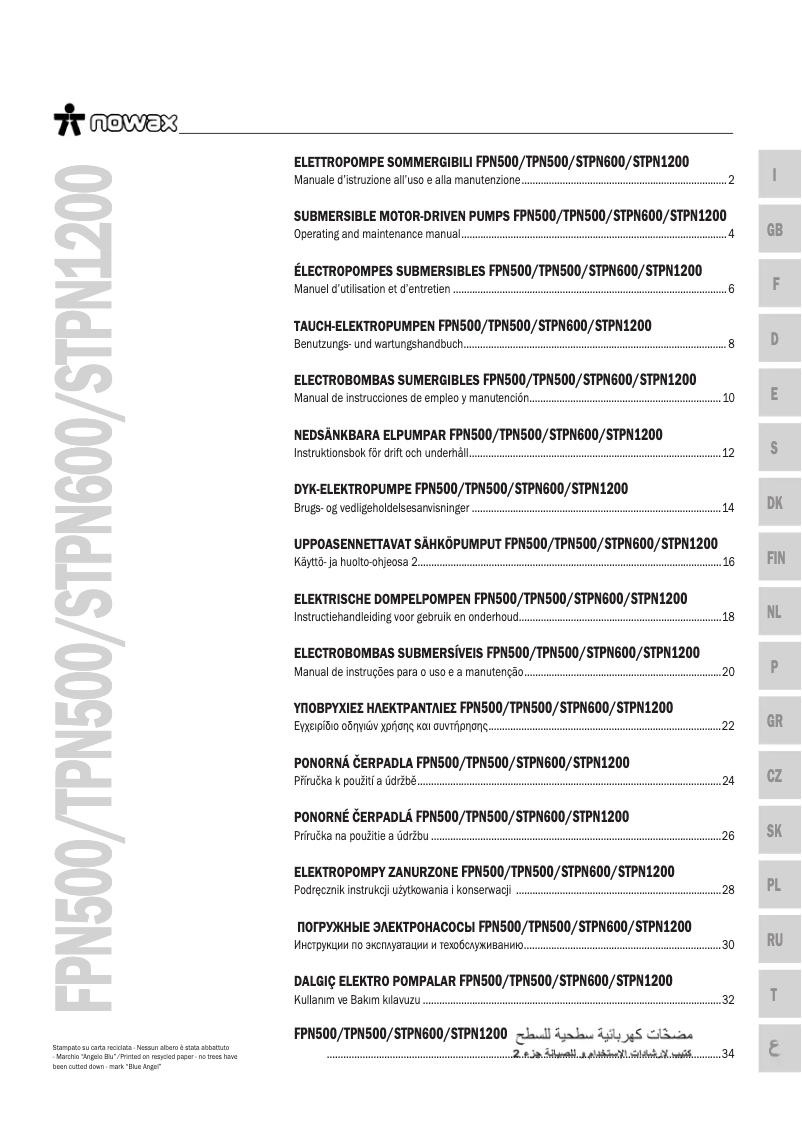 Page 1 de la notice Manuel utilisateur Nowax TPN 500