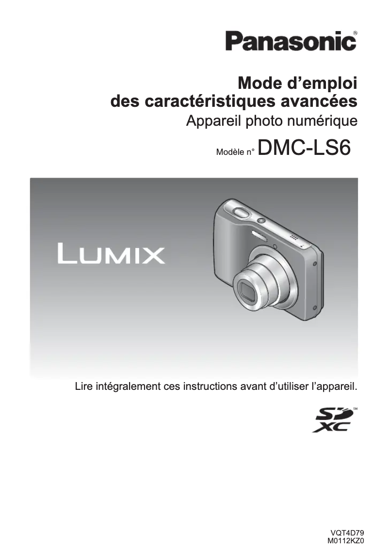 Page 1 de la notice Manuel utilisateur Panasonic Lumix DMC-LS6