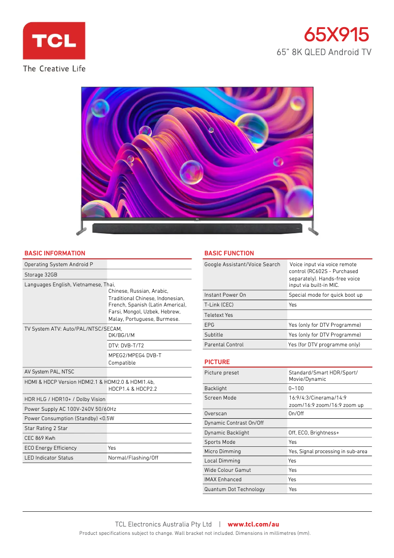 Image de la première page du manuel de l'appareil 65X915