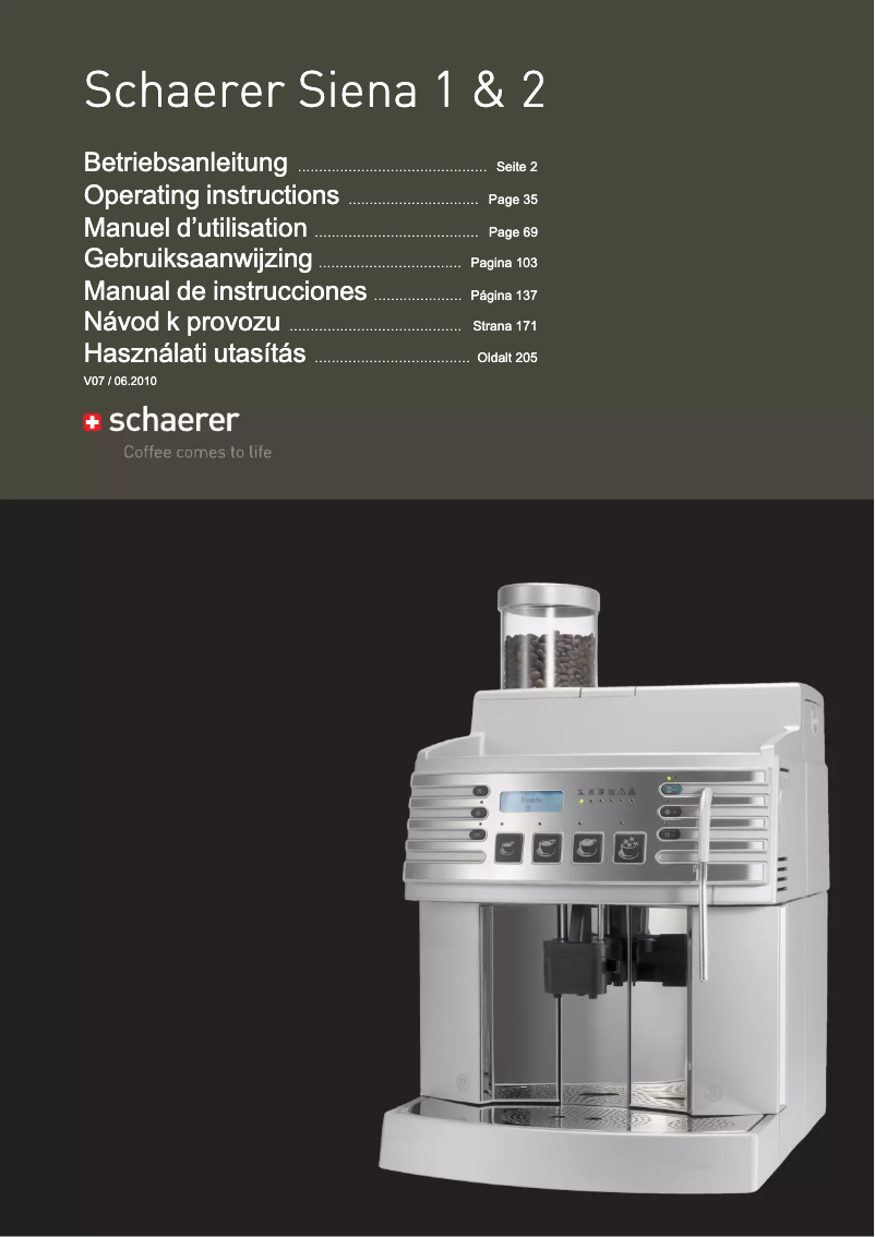 Page n°1 - Manuel utilisateur Schaerer Siena I