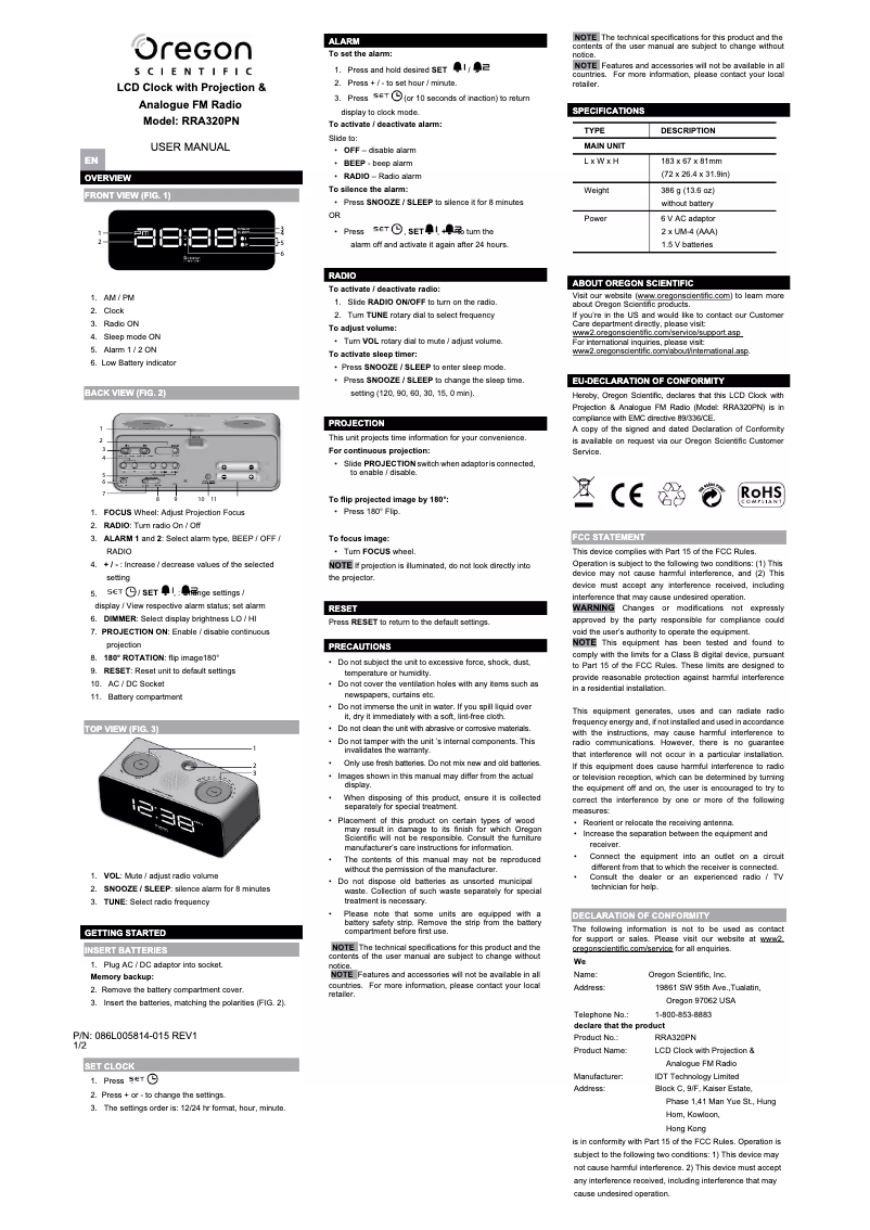 Image de la première page du manuel de l'appareil RRA 320PN