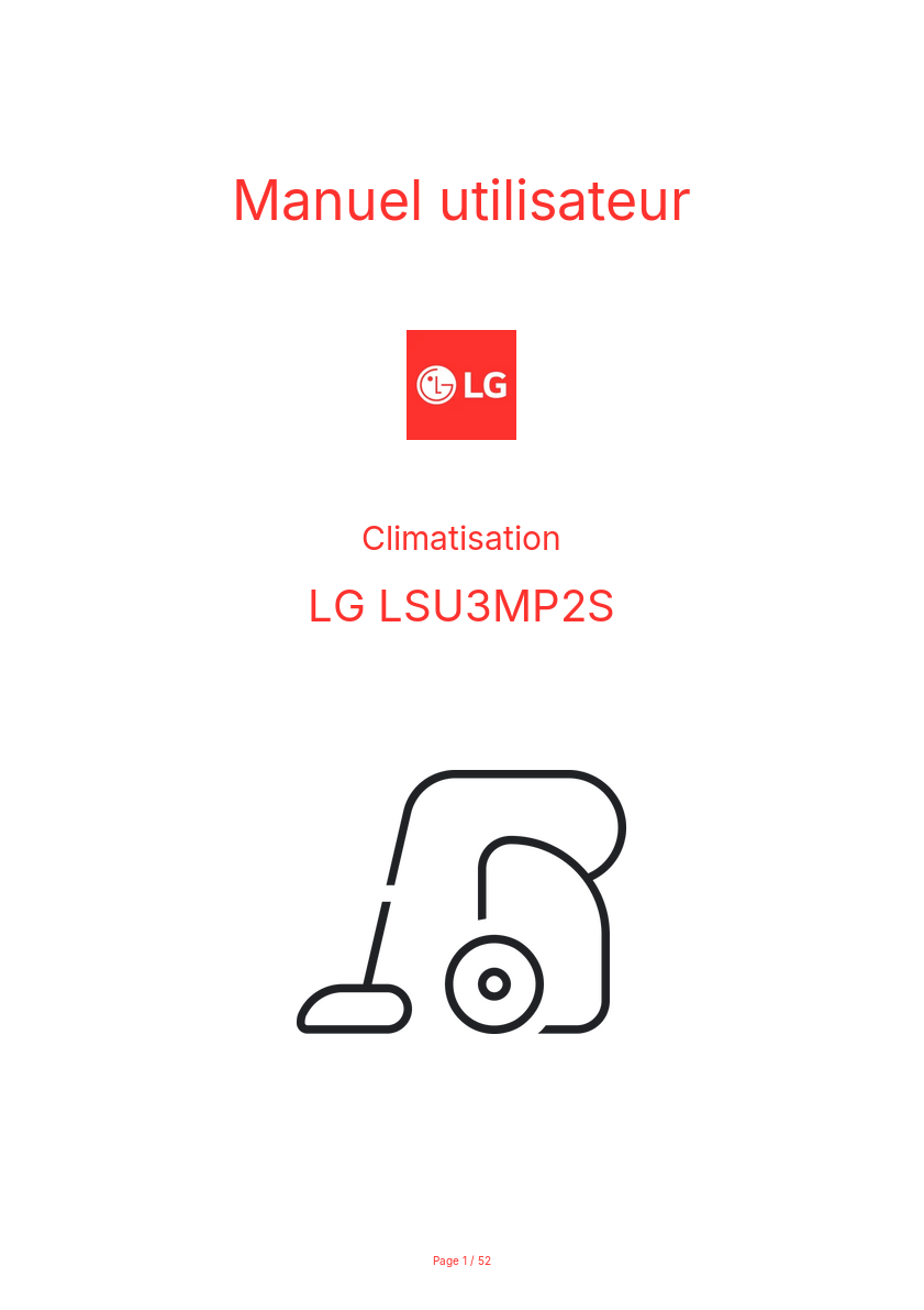 Page n°1 - Manuel utilisateur LG LSU3MP2S