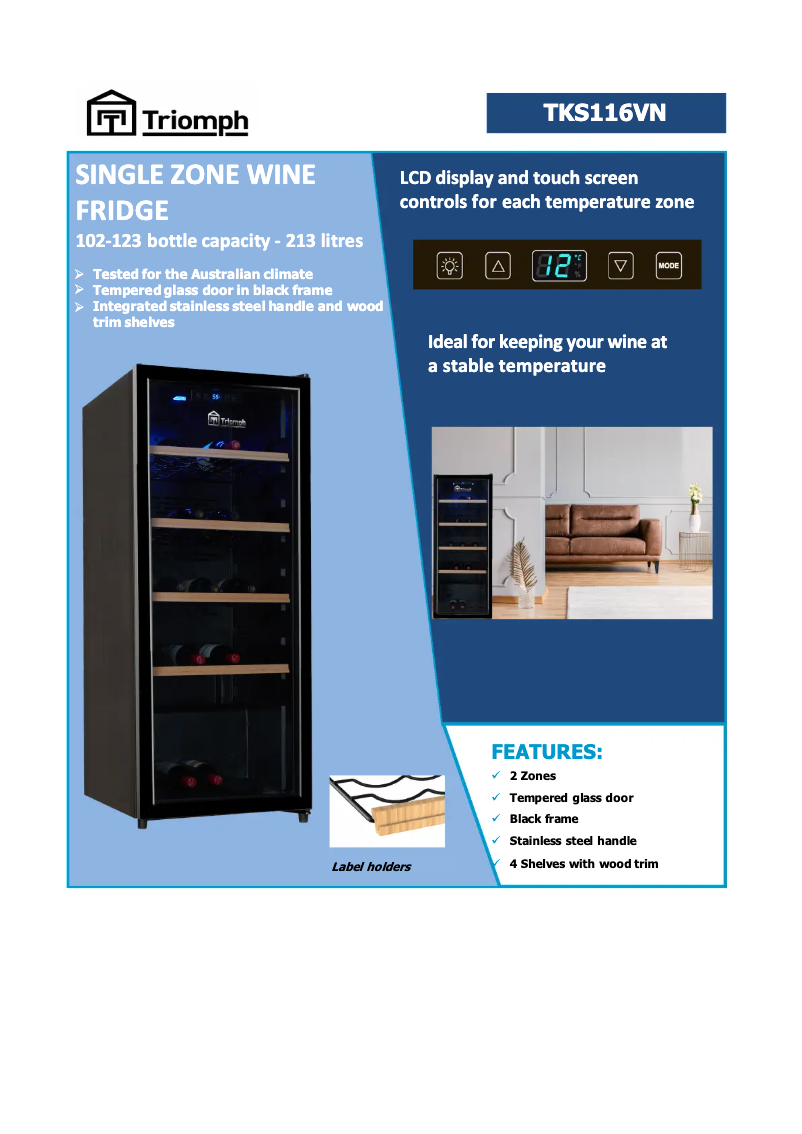 Page 1 de la notice Fiche technique Triomph TKS116VN