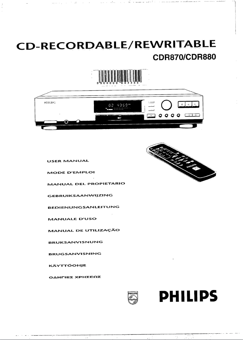Page n°1 - Manuel utilisateur Philips CDR870