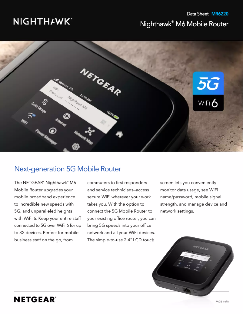 Page n°1 - Fiche technique Netgear Nighthawk M6 MR6220