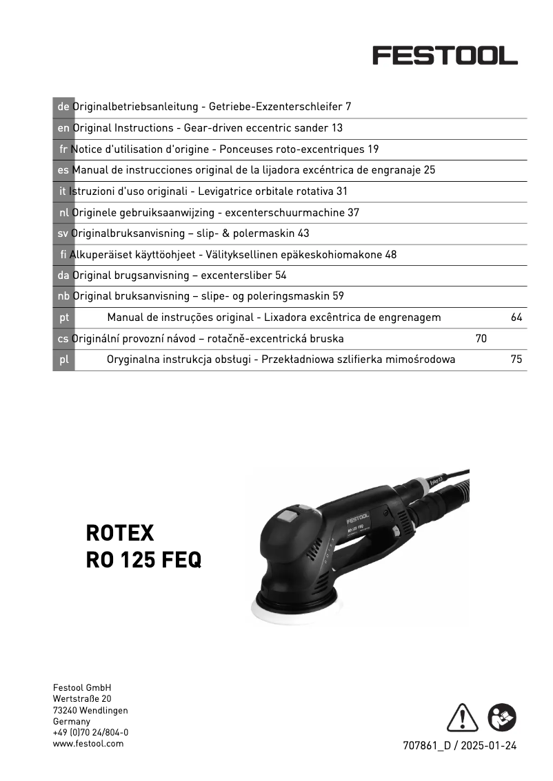 Página 1 del manual Manual de usuario Festool Rotex RO 125 FEQ
