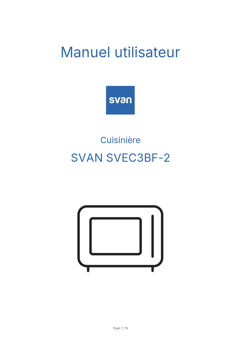 Page n°1 - Manuel utilisateur SVAN SVEC3BF-2
