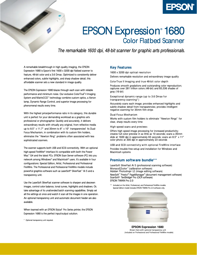 Página 1 del manual Folleto Epson Expression 1680