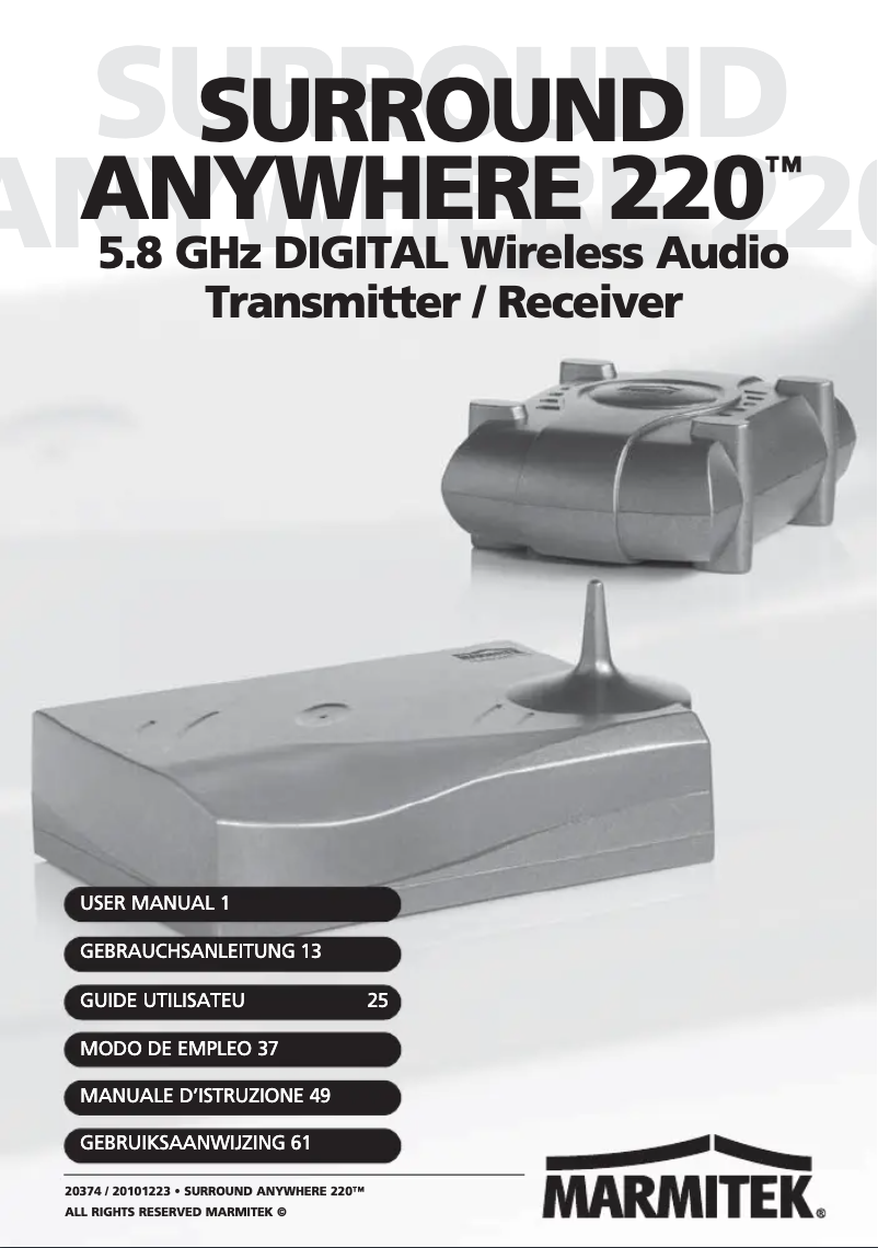 Page 1 de la notice Manuel utilisateur Marmitek Surround Anywhere 220