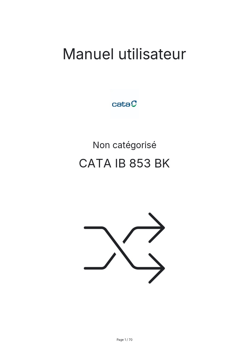 Page n°1 - Manuel utilisateur CATA IB 853 BK