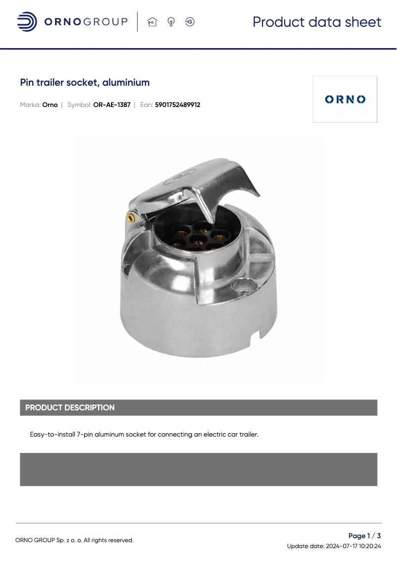 Image de la première page du manuel de l'appareil OR-AE-1387