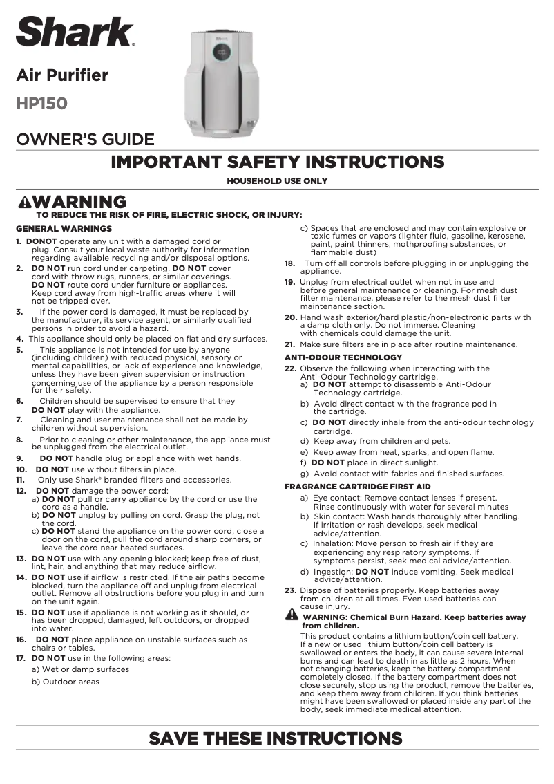 Image de la première page du manuel de l'appareil NeverChange5 HP150