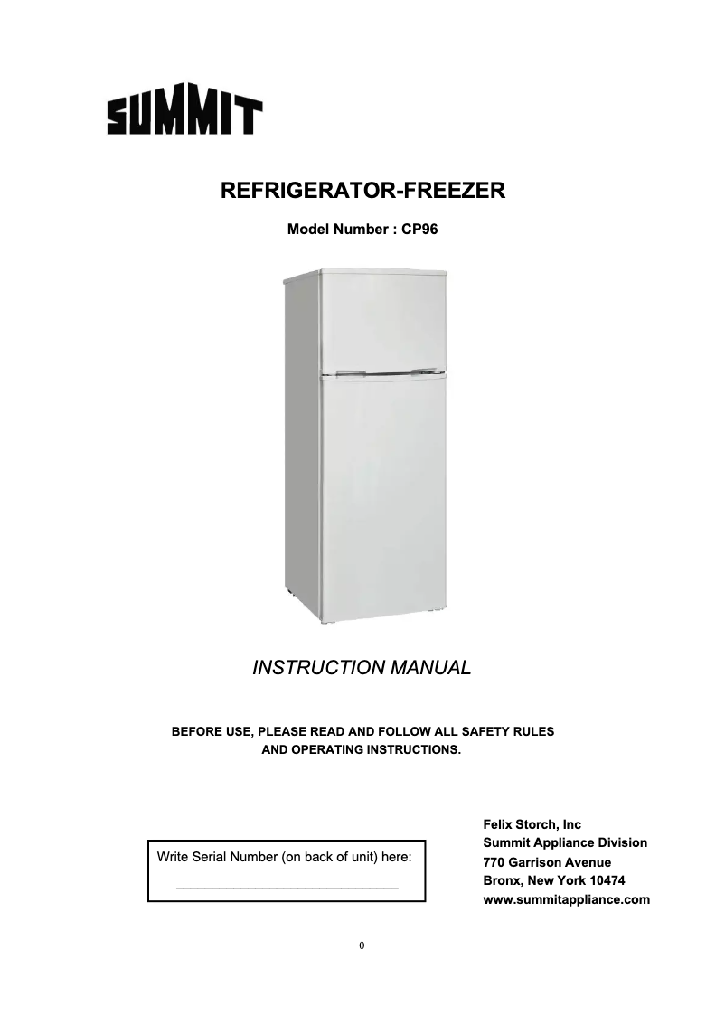 Image de la première page du manuel de l'appareil CP96