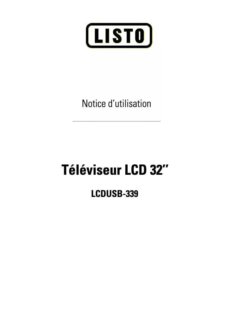 Page n°1 - Manuel utilisateur Listo LCDUSB-339