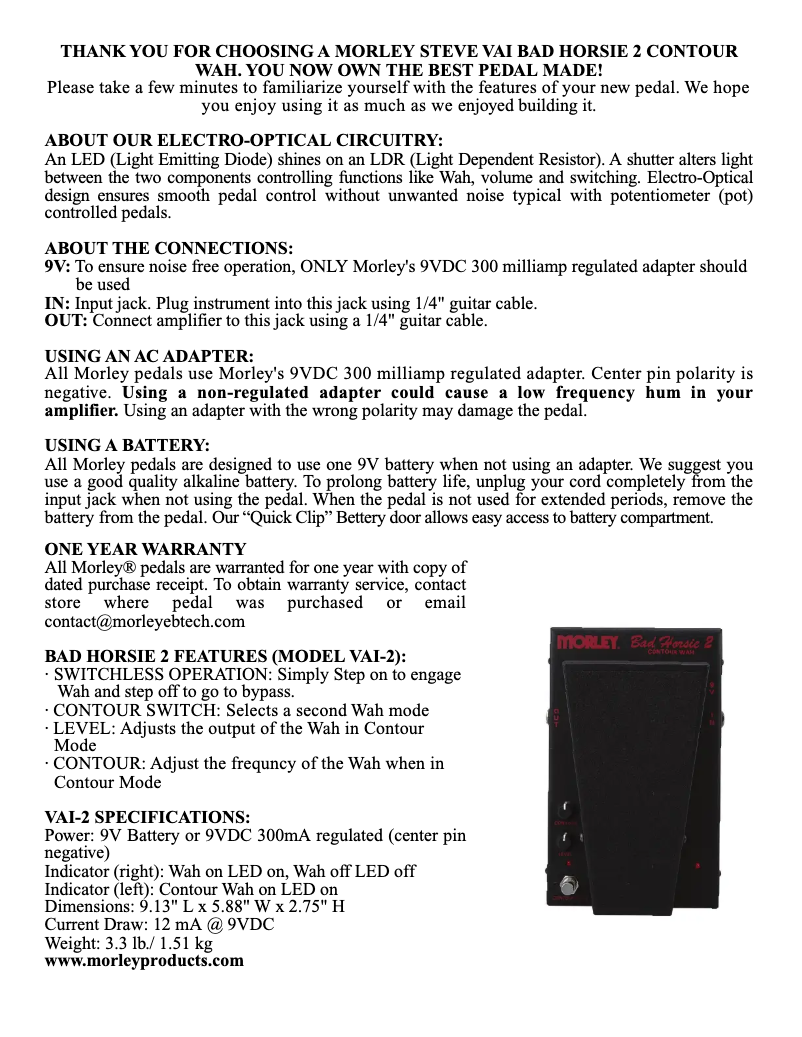 Page 1 de la notice Manuel utilisateur Morley 20/20 Bad Horsie