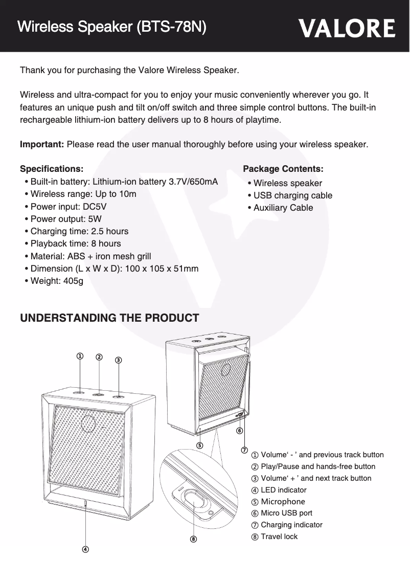 Image de la première page du manuel de l'appareil BTS-78N