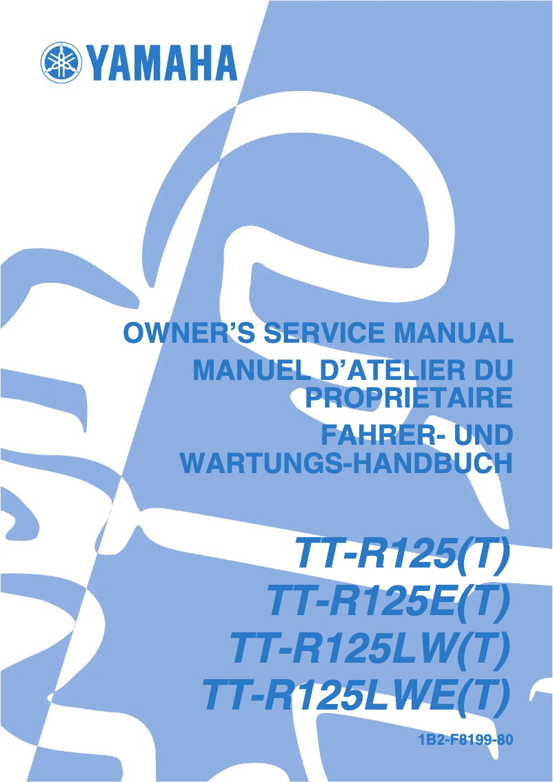Page n°1 - Manuel utilisateur Yamaha TT-R125 (2004)