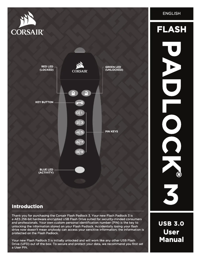 Page 1 de la notice Manuel utilisateur Corsair Flash Padlock 3
