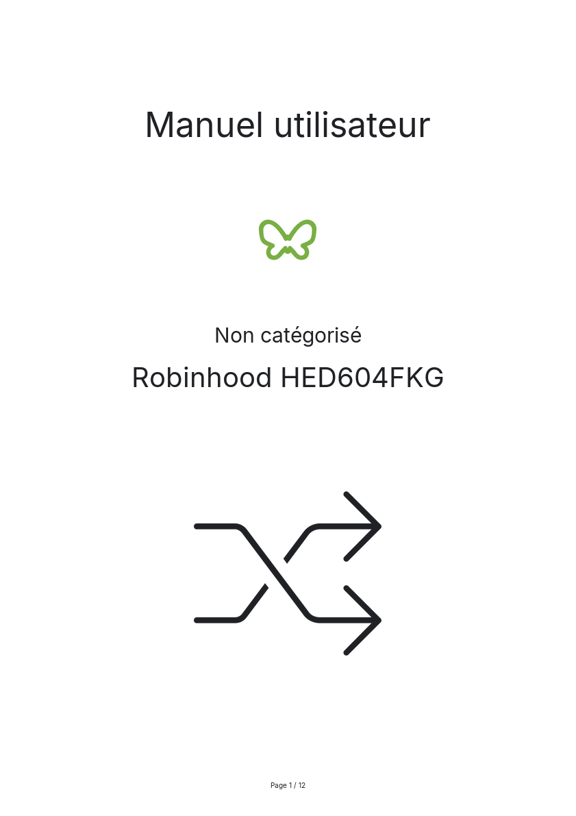 Page n°1 - Manuel utilisateur Robinhood HED604FKG