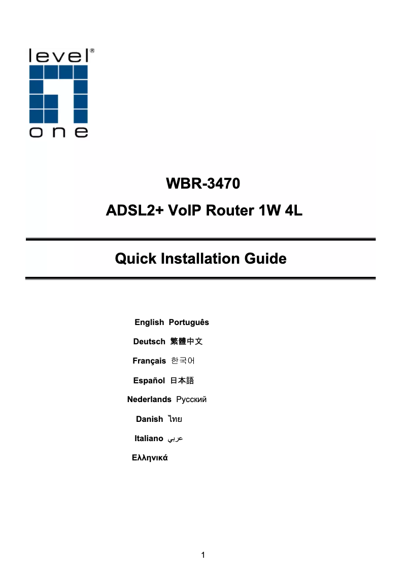 Page n°1 - Manuel utilisateur LevelOne WBR-3470A