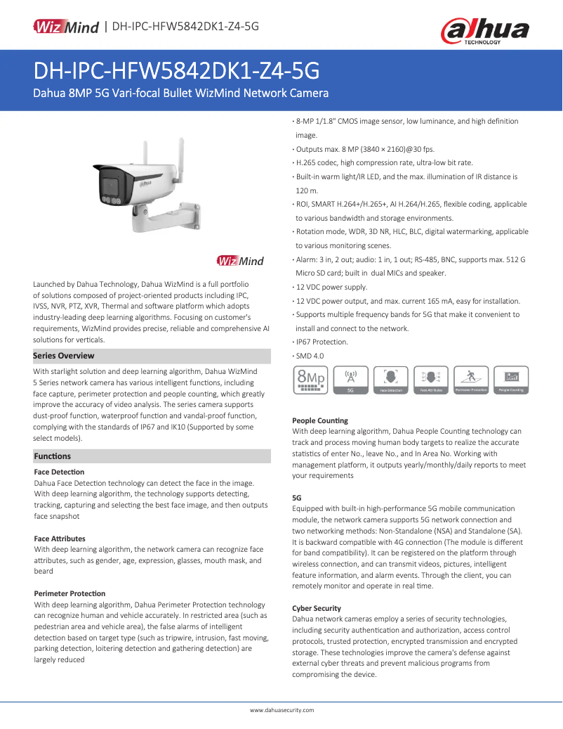 Image de la première page du manuel de l'appareil IPC-HFW5842DK1-Z4-5G