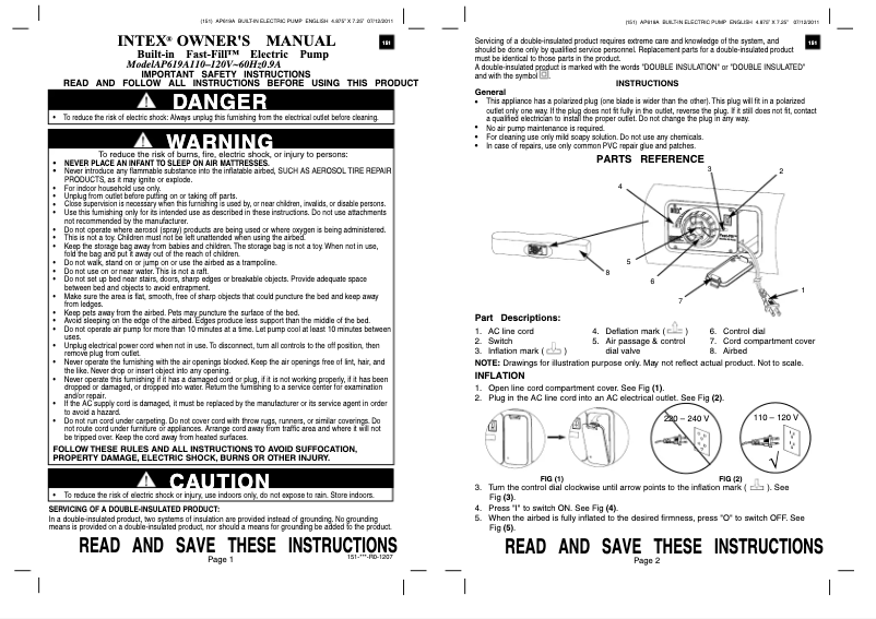 Page n°1 - Manuel utilisateur Intex 66705E