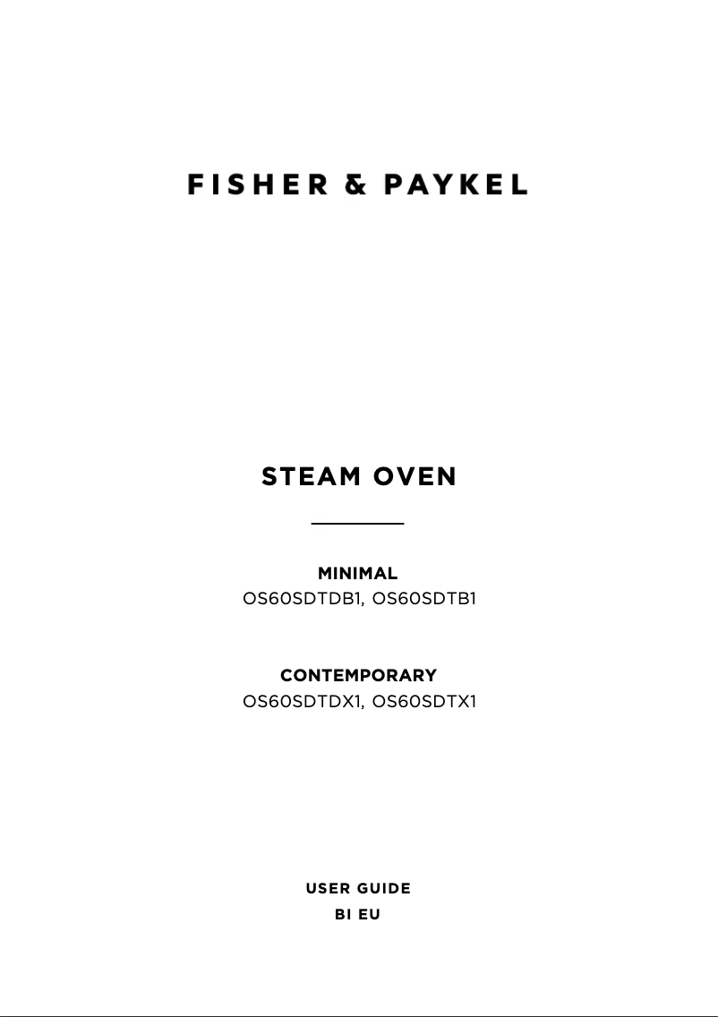 Page 1 de la notice Manuel utilisateur Fisher & Paykel OS60SDTDB1