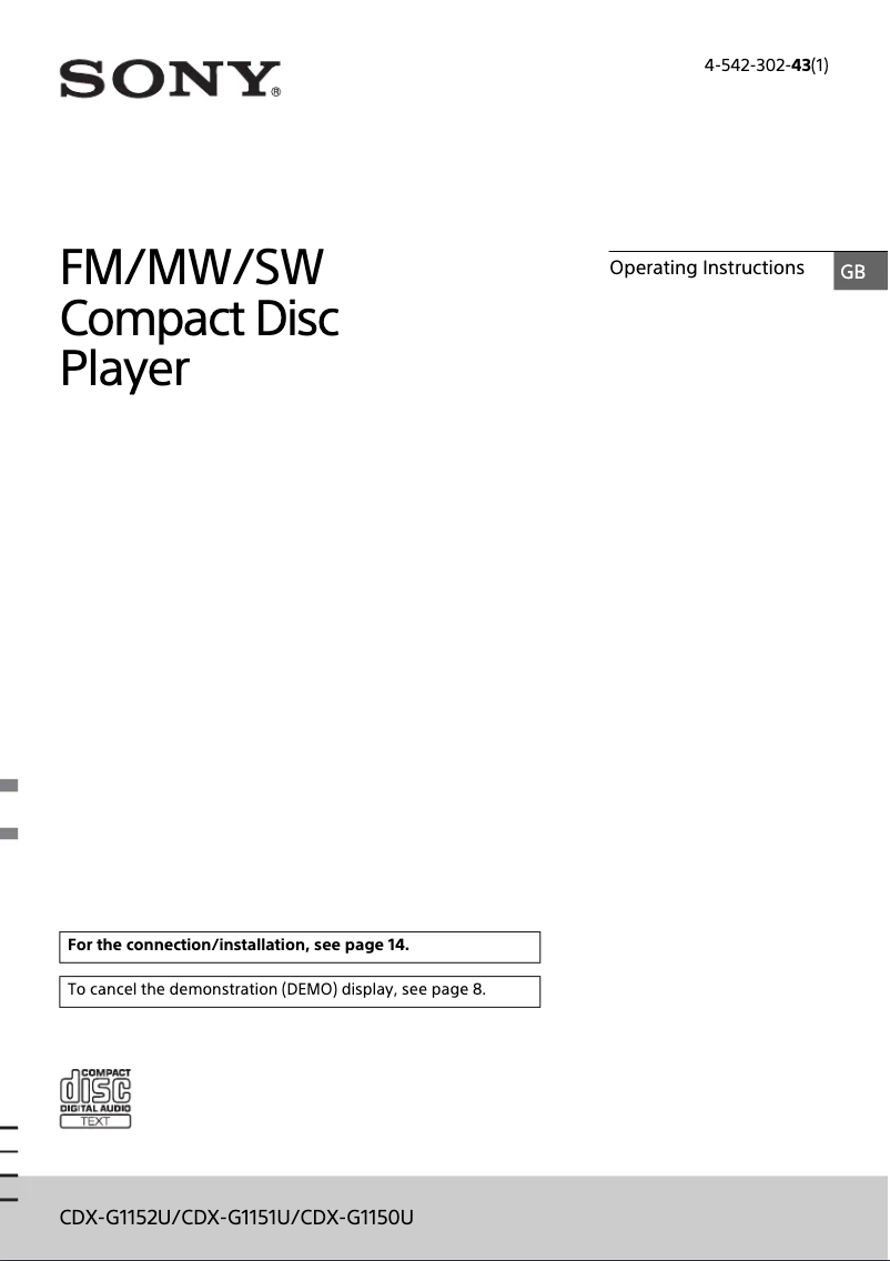 Image de la première page du manuel de l'appareil CDX-G1151U