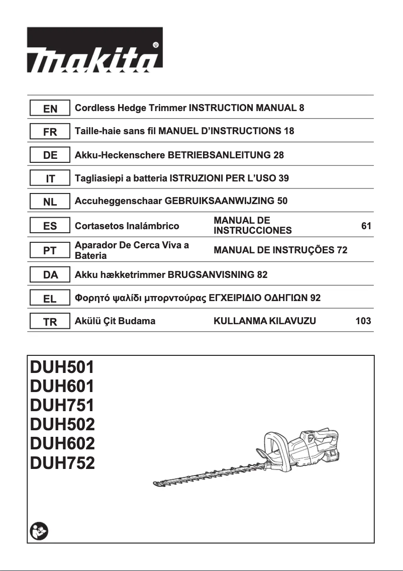 Page 1 de la notice Manuel utilisateur Makita DUH502Z