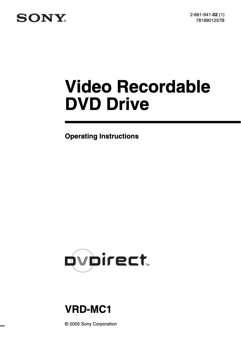 Página 1 del manual Manual de usuario Sony VRD-MC1