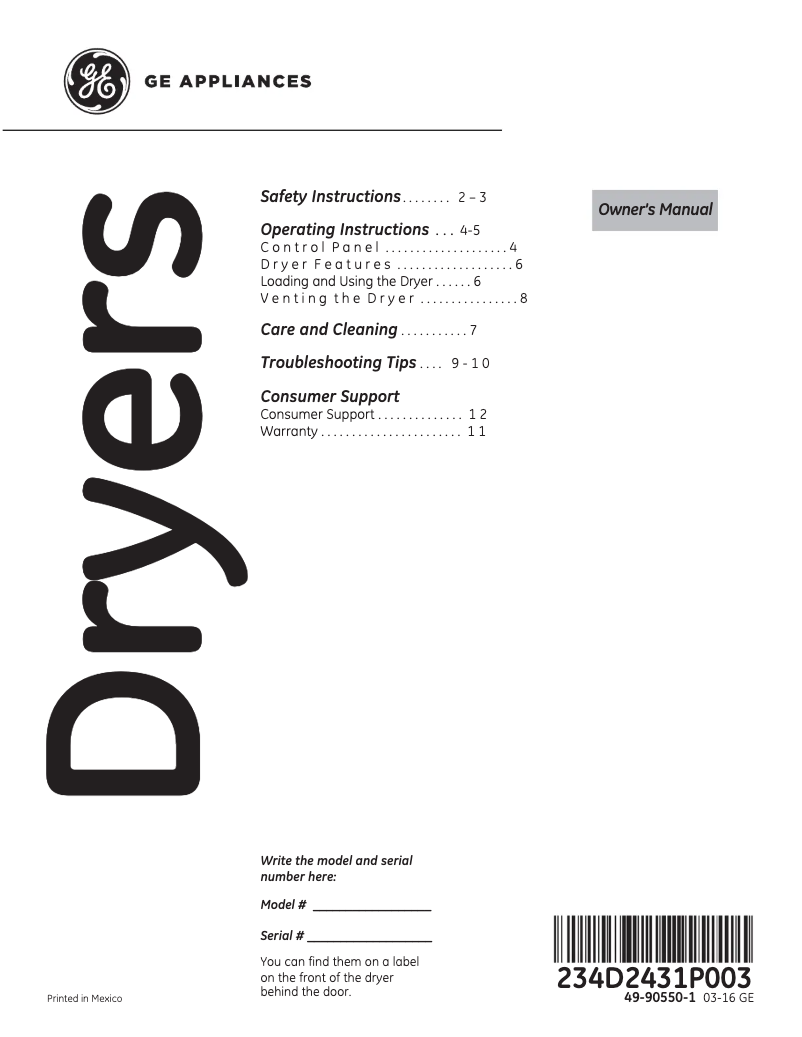 Page n°1 - Manuel utilisateur Hotpoint HTX24EASKWS