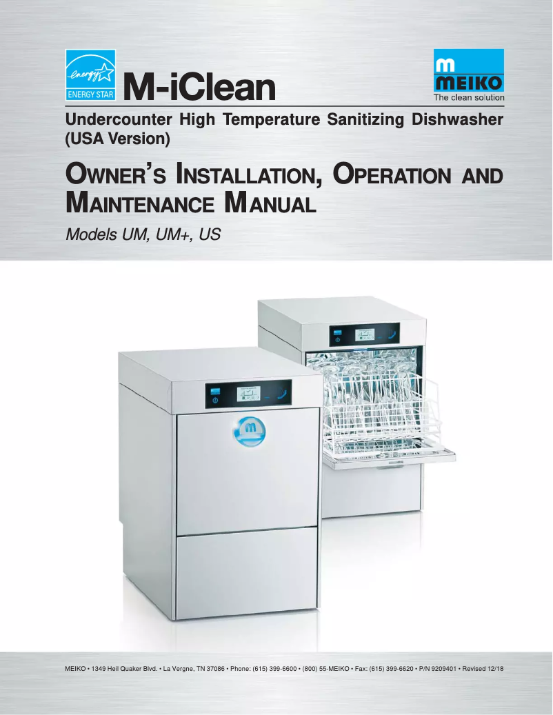 Page n°1 - Manuel utilisateur Meiko M-iClean