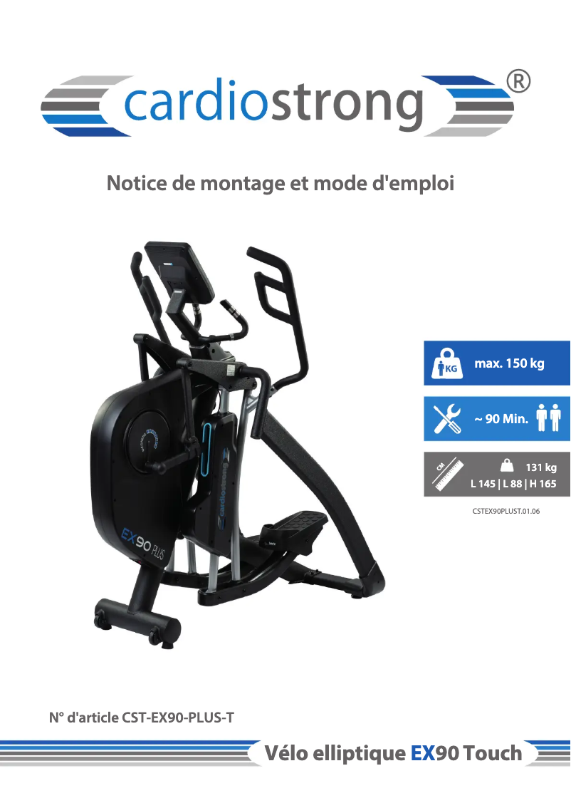 Página 1 del manual Manual de usuario Cardiostrong EX90 Plus Touch