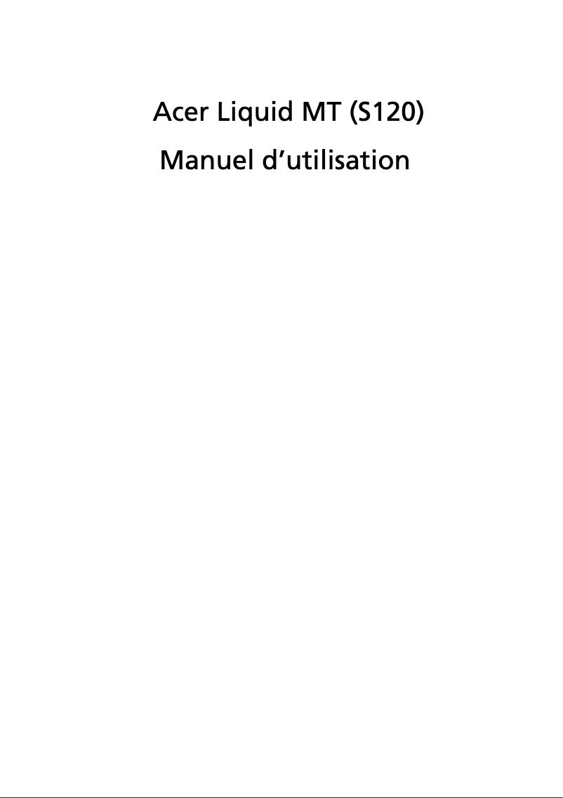 Page 1 de la notice Manuel utilisateur Acer Liquid MT