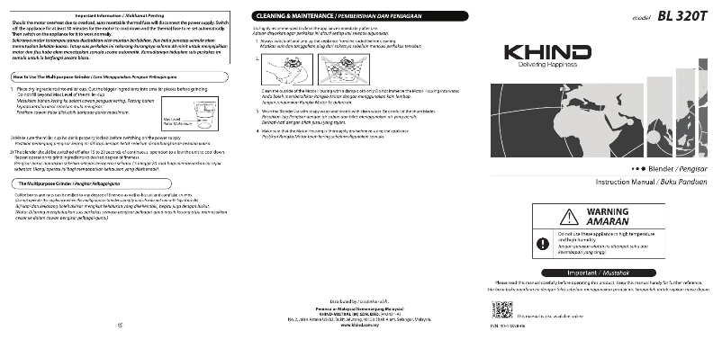 Page n°1 - Manuel utilisateur Khind BL320T