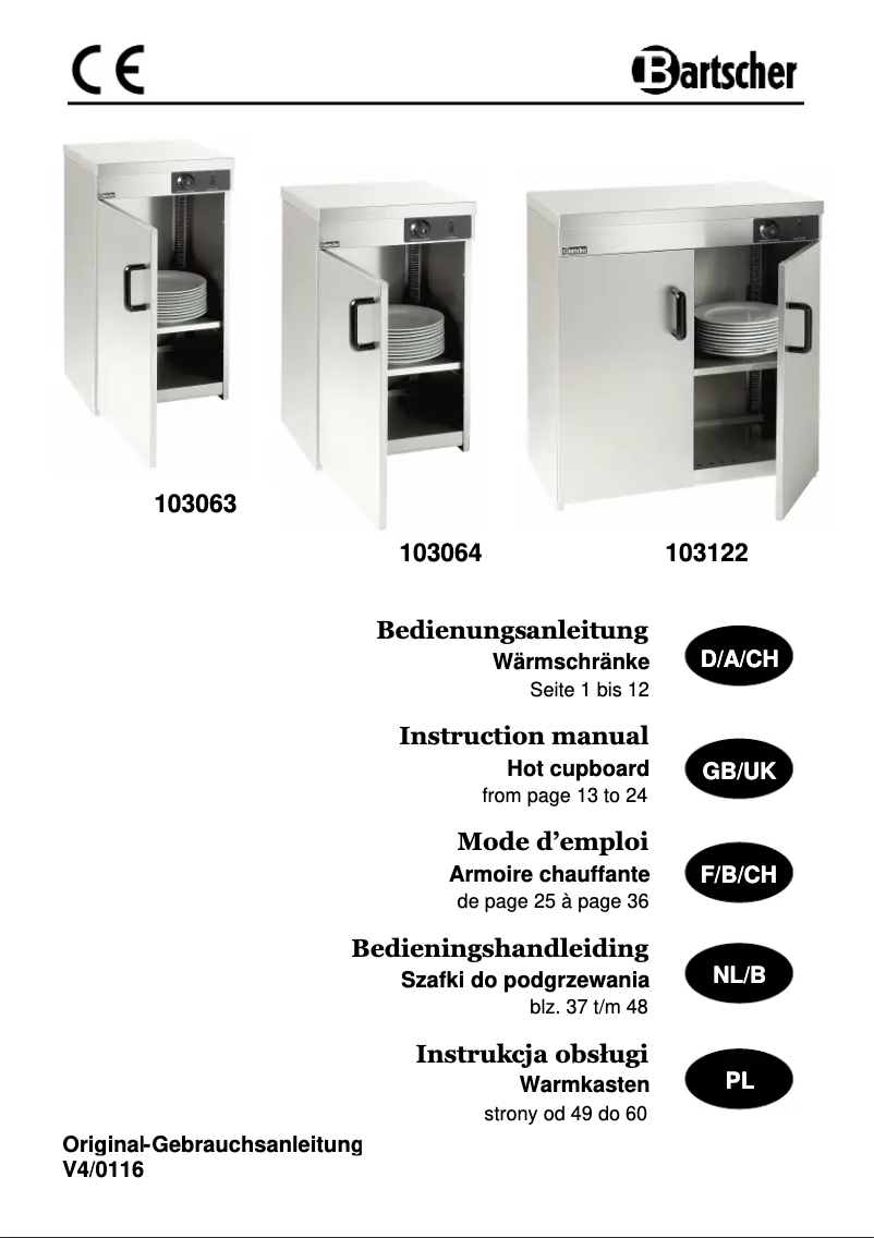 Page n°1 - Manuel utilisateur Bartscher 103122