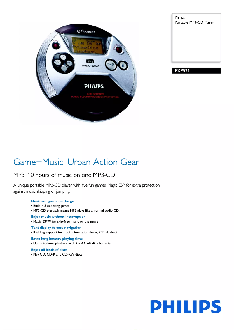 Page 1 de la notice Brochure Philips Expanium EXP521