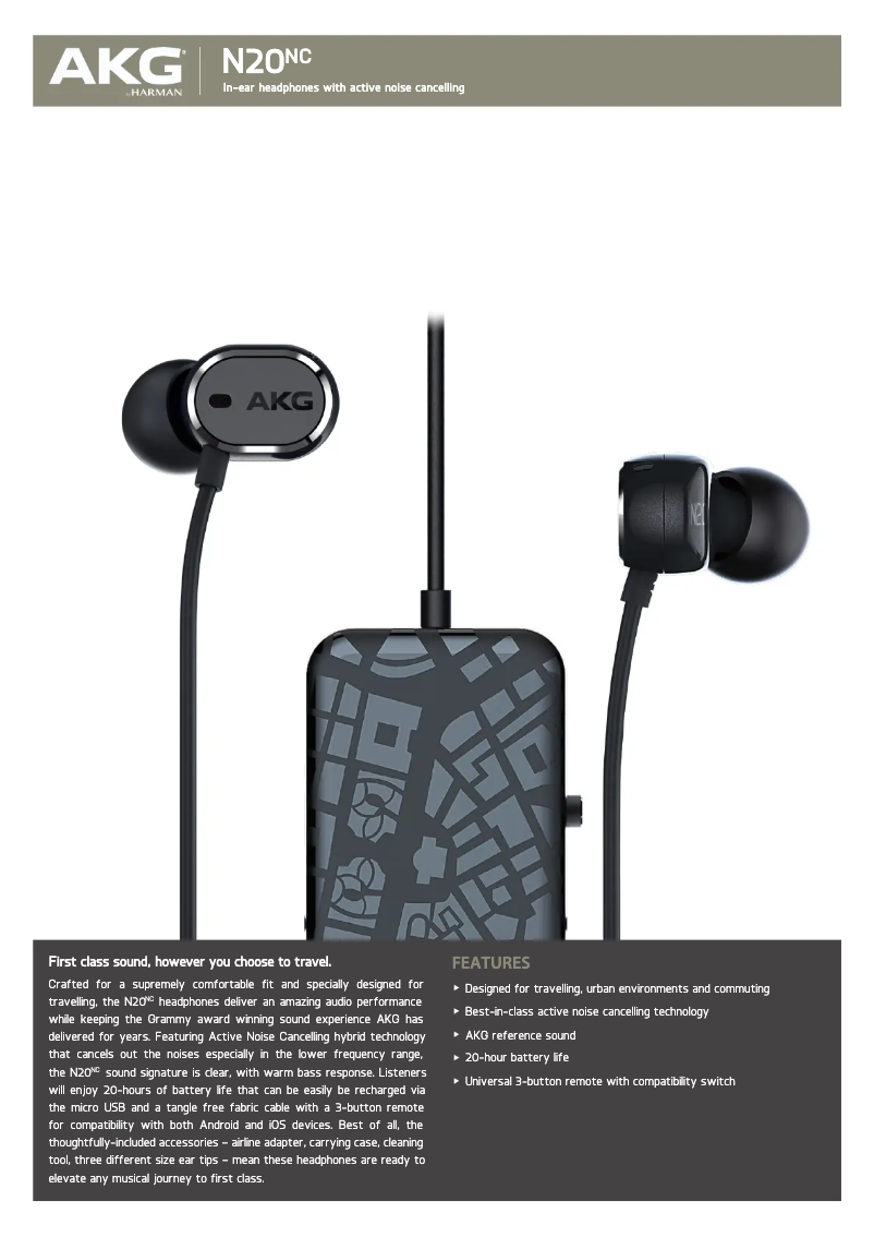 Page 1 de la notice Fiche technique AKG N20NC