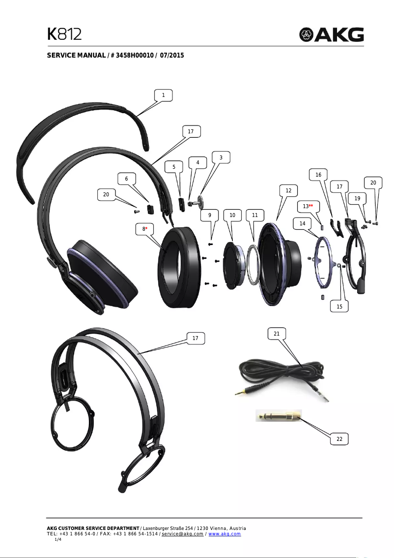 Page 1 de la notice Manuel utilisateur AKG K812