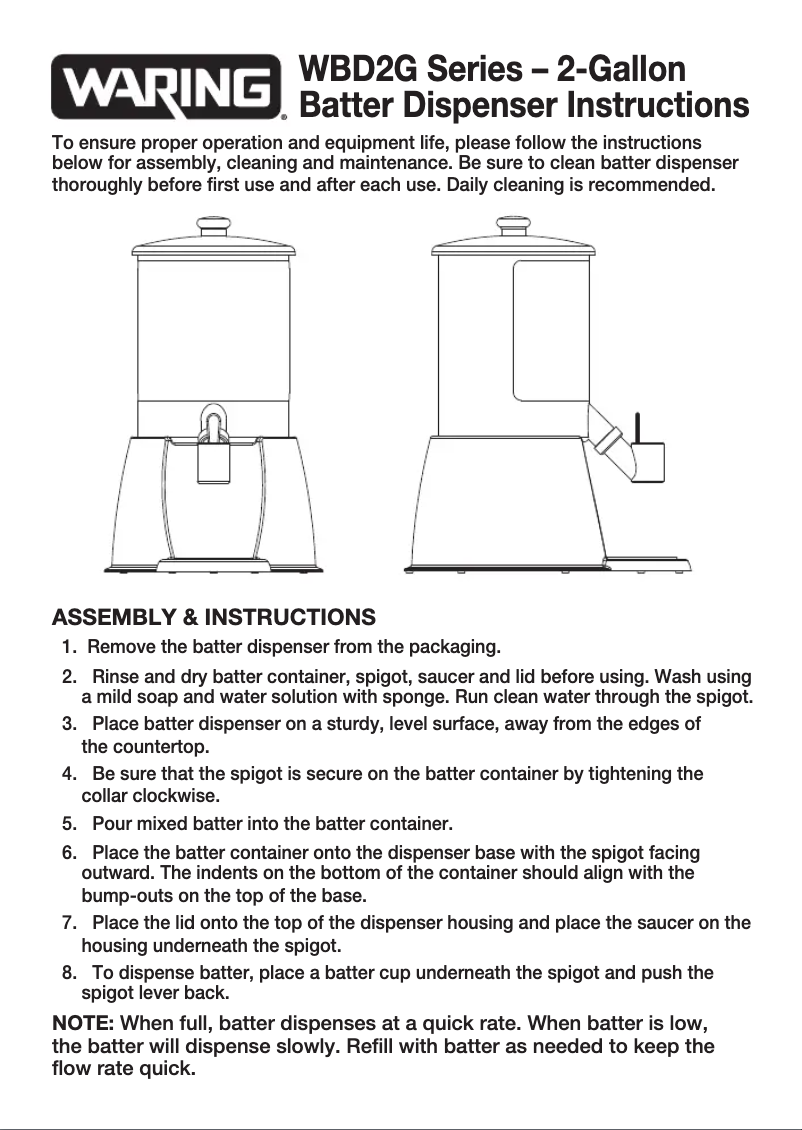 Imagen de la primera página del manual del dispositivo WBD2G