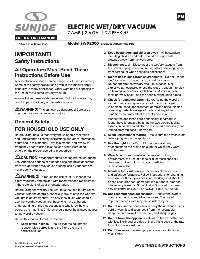 Image de la première page du manuel de l'appareil SWD2500