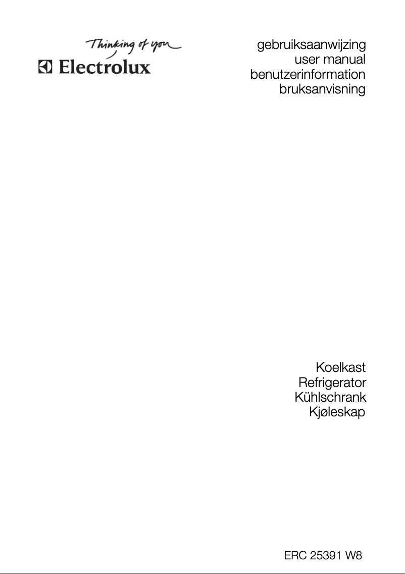 Page 1 de la notice Manuel utilisateur Electrolux ERC25391W8