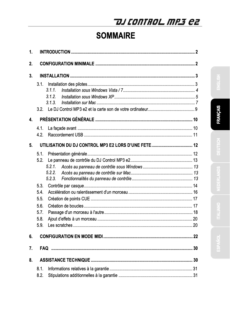 Image de la première page du manuel de l'appareil DJ Control MP3 E2