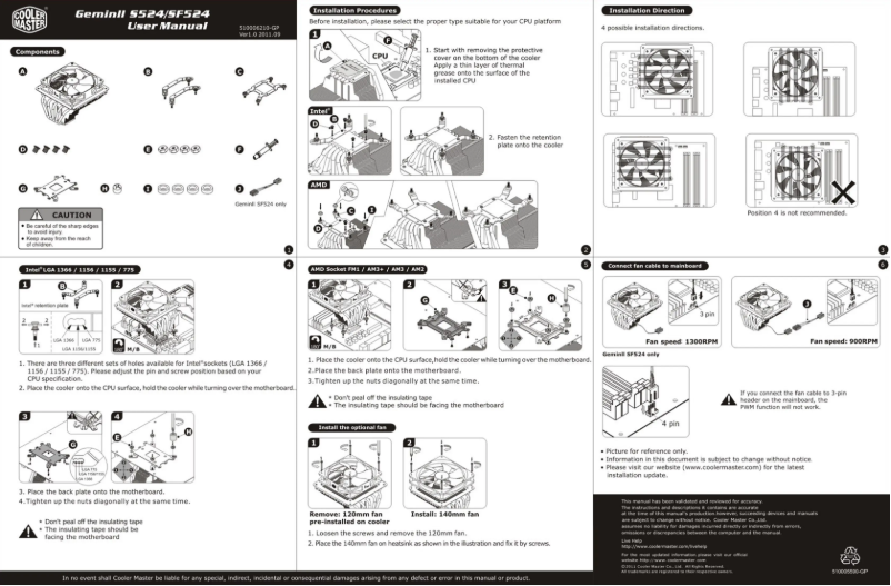 Page 1 de la notice Manuel utilisateur Cooler Master GeminII SF524