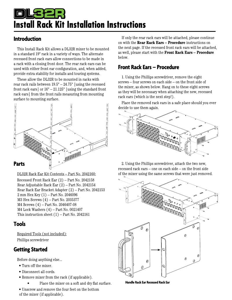 Page 1 de la notice Guide d'installation Mackie DL32R