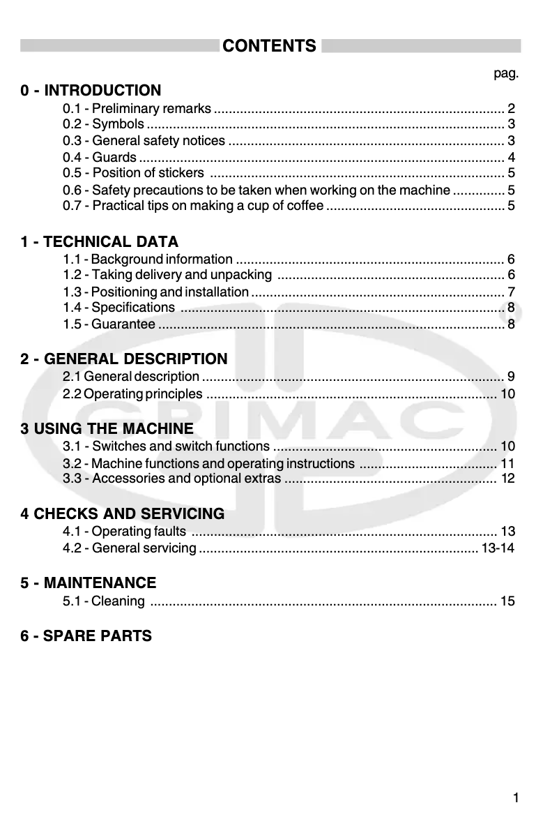 Page n°1 - Manuel utilisateur Grimac Mini